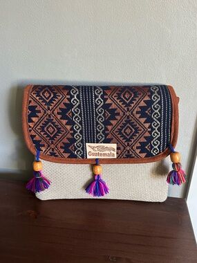 Guatemalan Woven Crossbody Bag Boho Artisan Purse Tassels